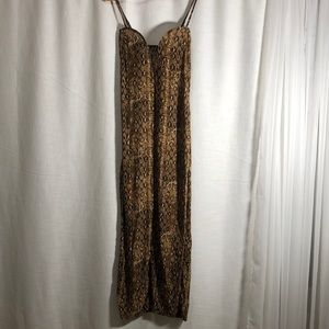 Brown snake skin dress with low cut
